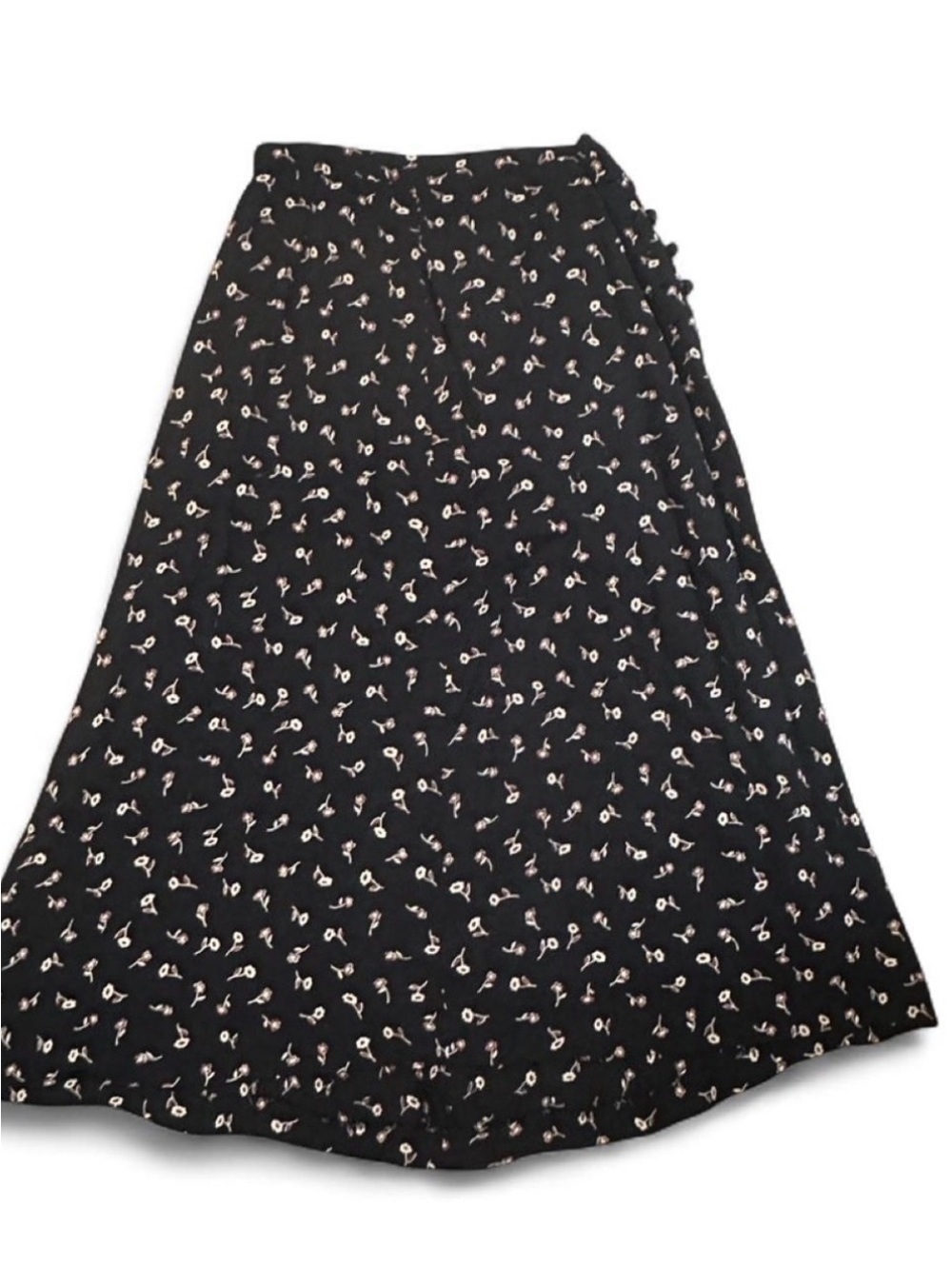 Gerard Darel Black A-Line Skirt with Pink Floral Print